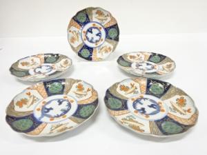 古伊万里　染錦　七寸皿　5客